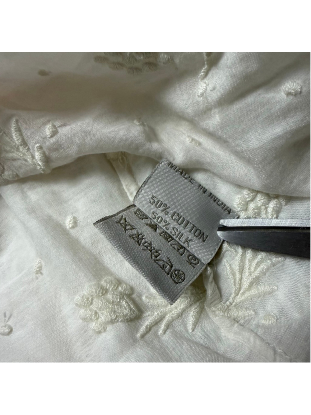 Anthropologie Talitha Women’sWhite Embroidered Blouse Small Boho Coquette Silk - Picture 6 of 9